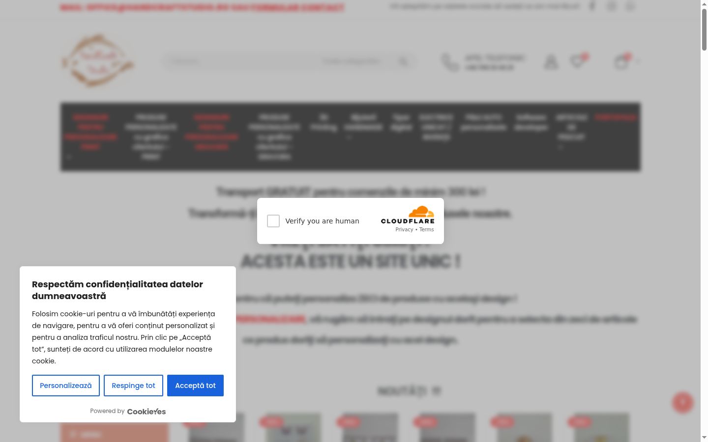 Captură de ecran a bannerului de consimțământ afișat înainte de orice interacțiune