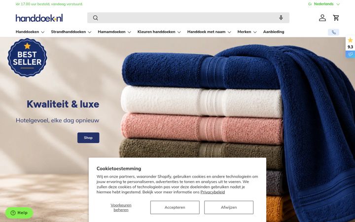 Screenshot of handdoek.nl