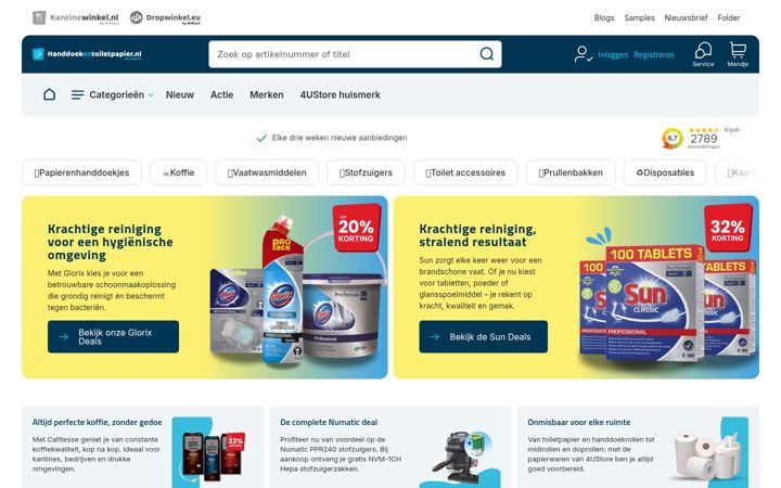 Screenshot van handdoekentoiletpapier.nl