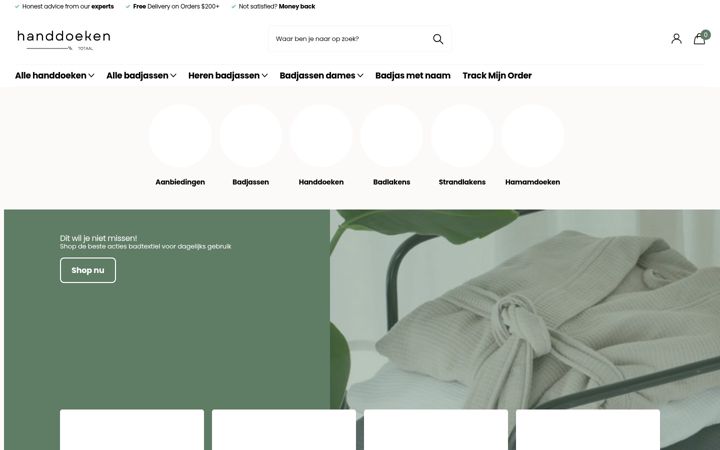 Screenshot of handdoekentotaal.nl