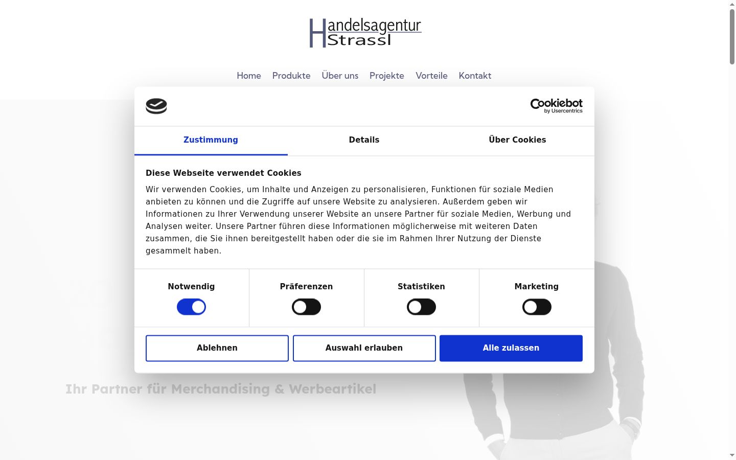 Screenshot of the consent banner shown before any interaction