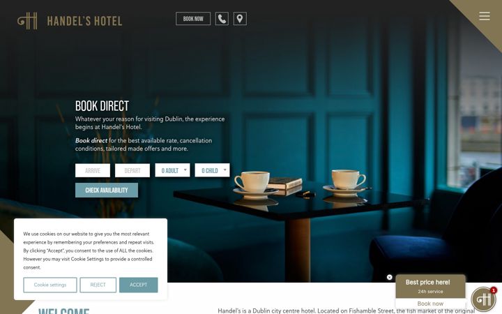 Screenshot of handelshotel.ie