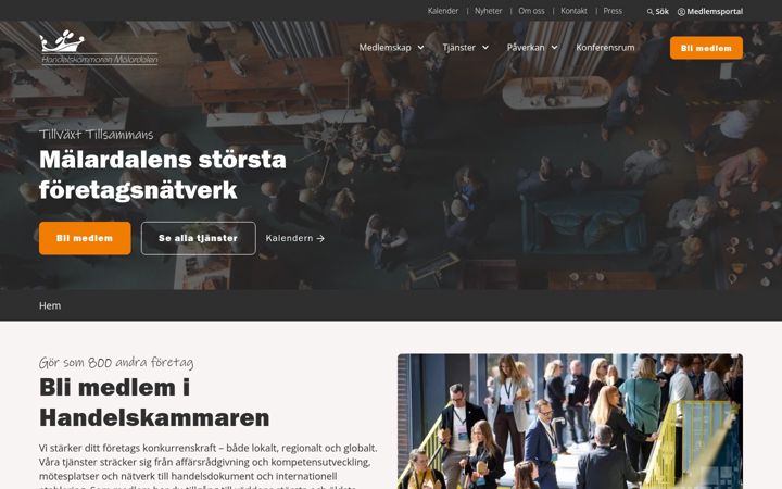 Screenshot of handelskammarenmalardalen.se