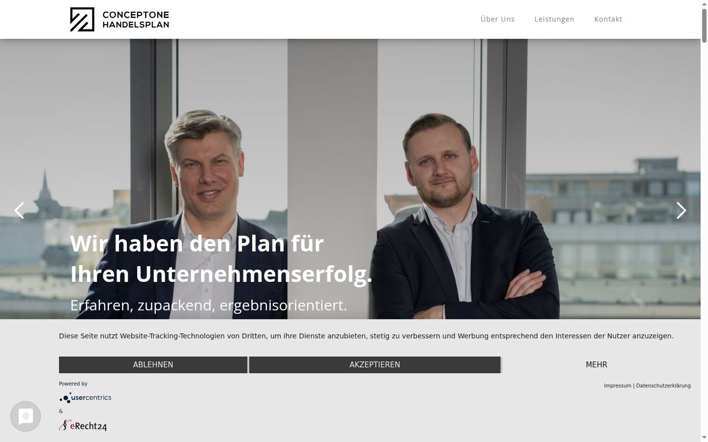 Screenshot des Einwilligungsbanners vor jeglicher Interaktion