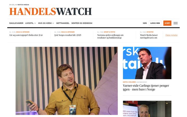 Screenshot of handelswatch.no