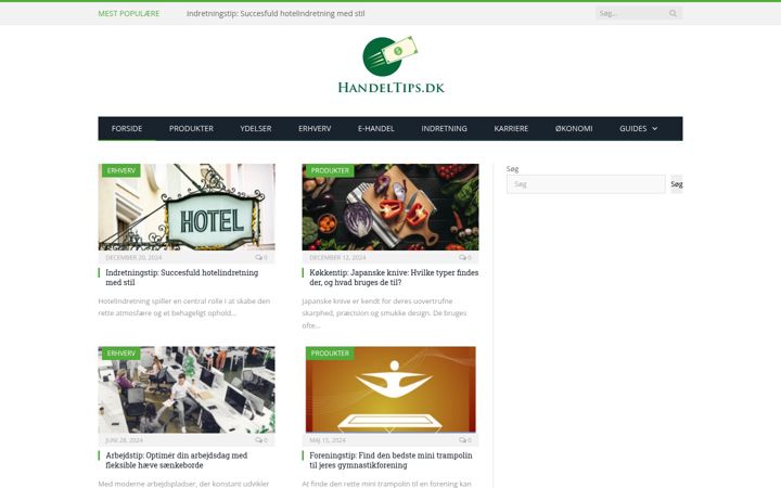 Screenshot of handeltips.dk
