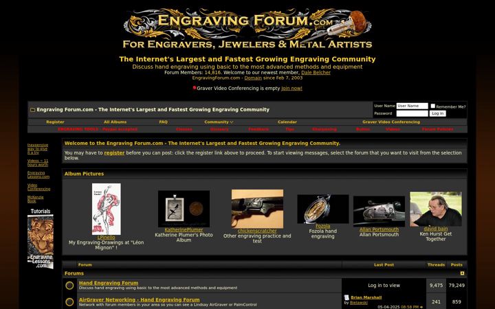 Screenshot of handengravingforum.com