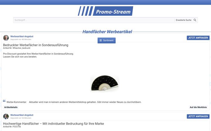 Screenshot of handfaecher-werbeartikel.de