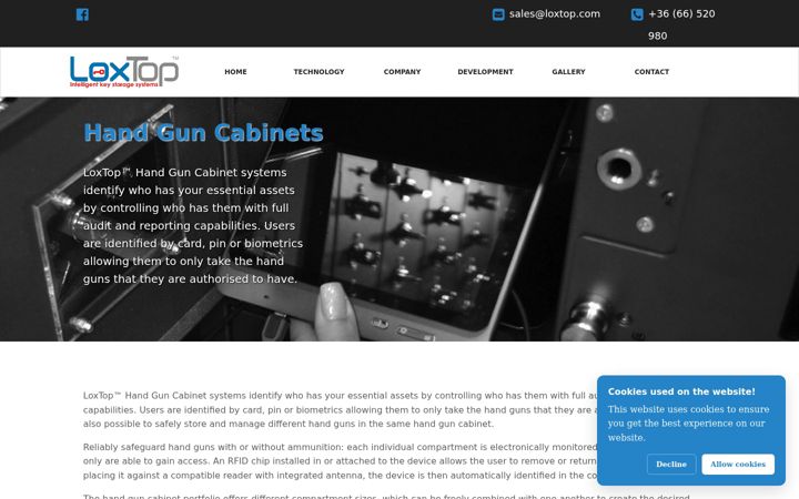 Screenshot of handgun-cabinet.com