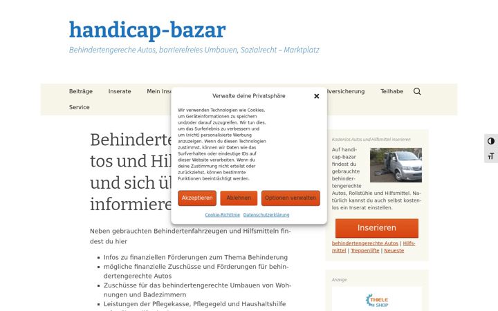 Screenshot of handicap-bazar.de