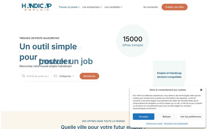 Screenshot of handicap-emplois.com