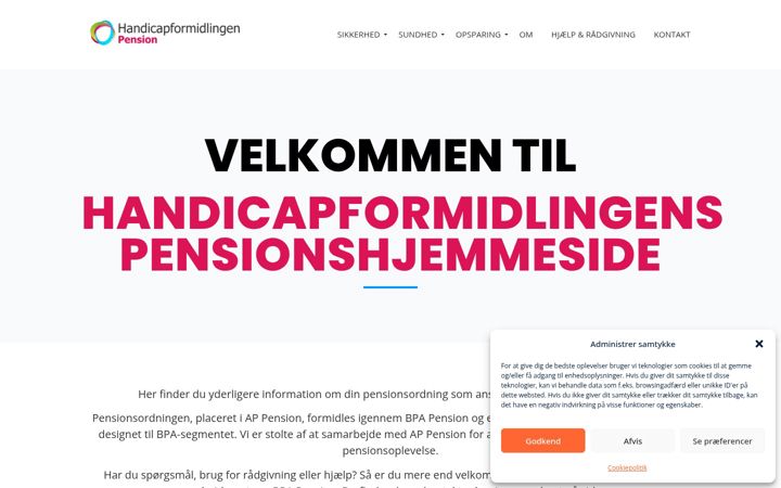 Screenshot of handicapformidlingen-pension.dk