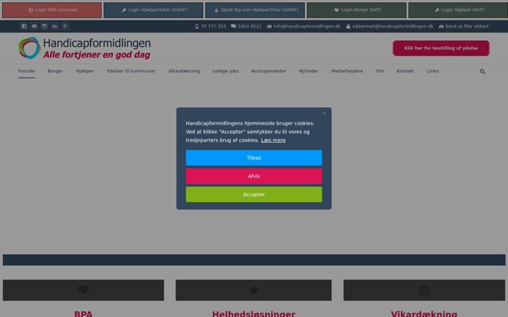 Screenshot of handicapformidlingen.dk