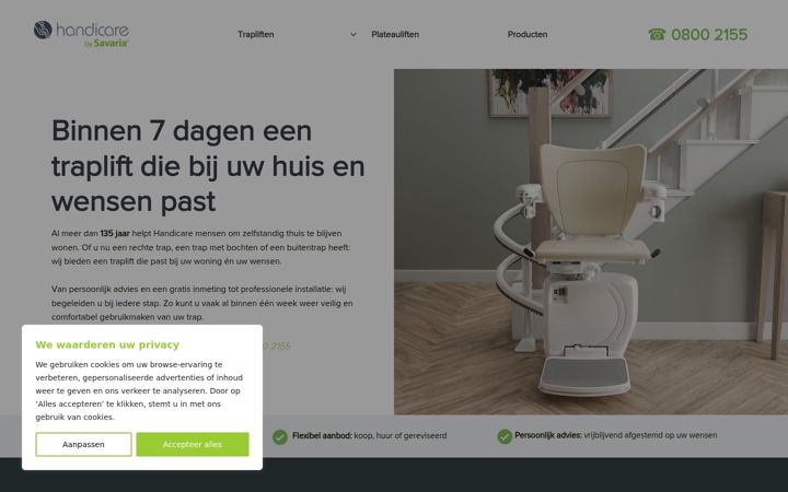 Screenshot of handicarelift.nl