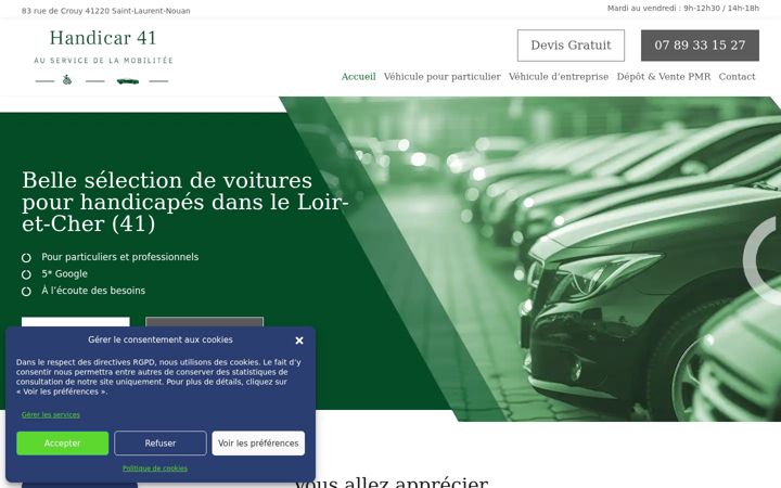 Screenshot of handicars41.fr