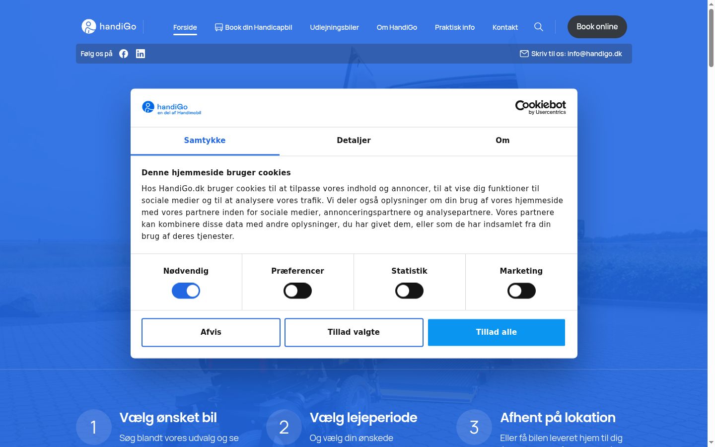 Screenshot van de toestemmingsbanner zoals getoond vóór enige interactie