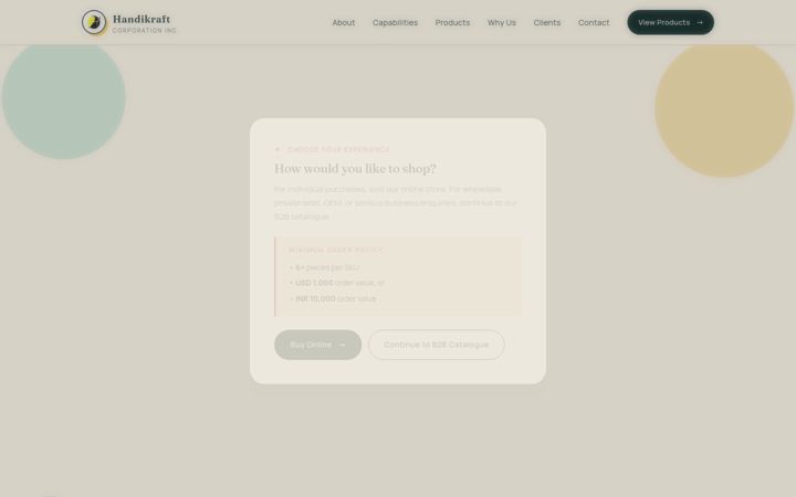 Screenshot of handikraftcorporation.in