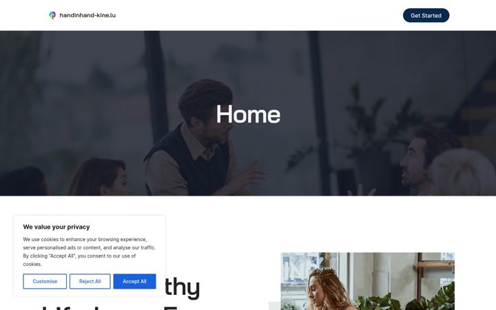 Screenshot of handinhand-kine.lu