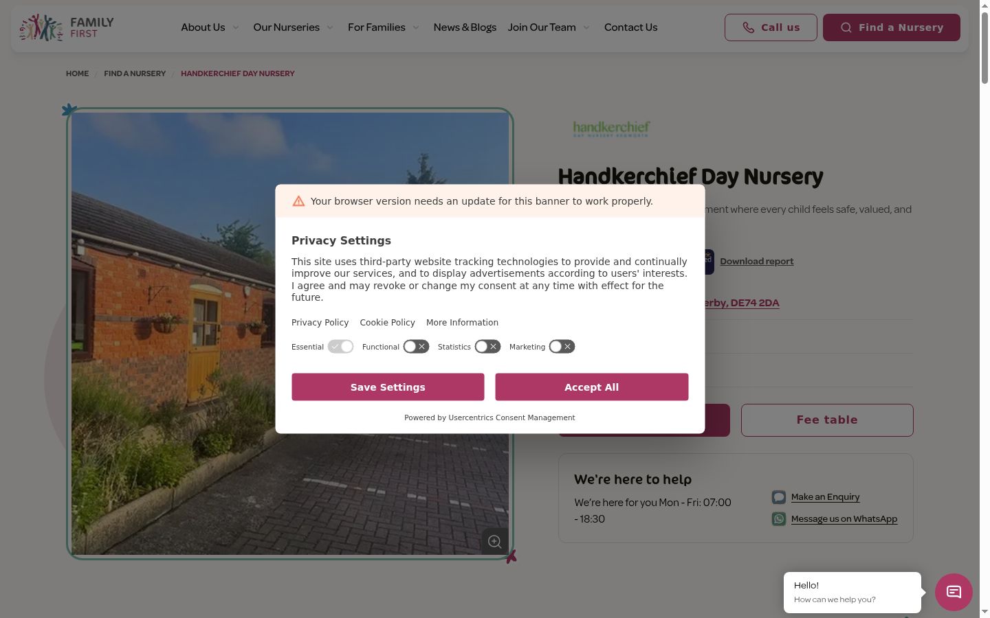 Screenshot del banner di consenso mostrato prima di qualsiasi interazione