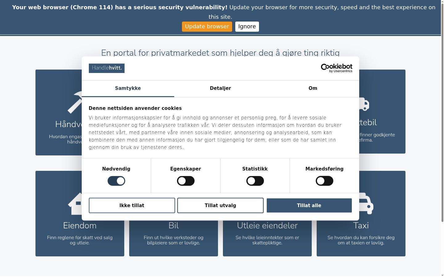 Screenshot of the consent banner shown before any interaction