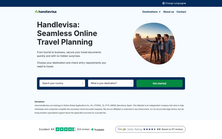 Screenshot of handlevisa.com
