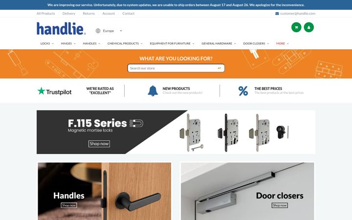 Screenshot of handlie.eu