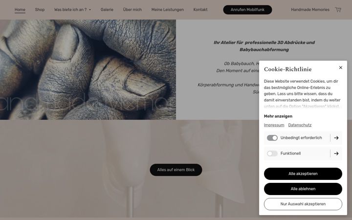 Screenshot of handmade-memories.net