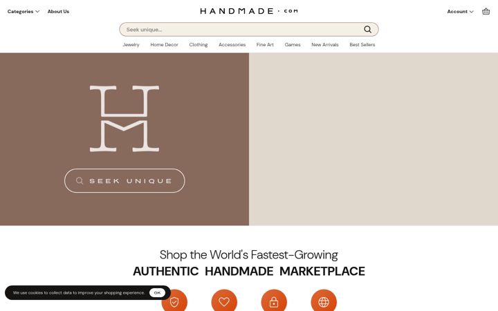 Captura de ecrã de handmade.com