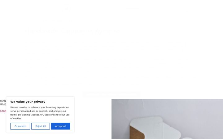 Screenshot of handmadecandlesayr.co.uk