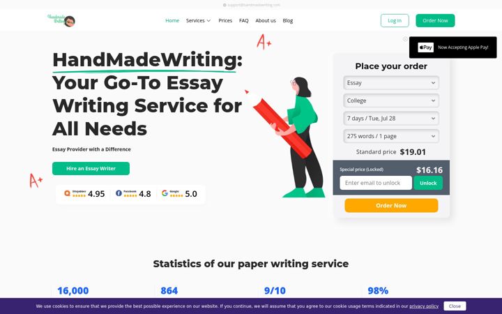 Screenshot of handmadewriting.com