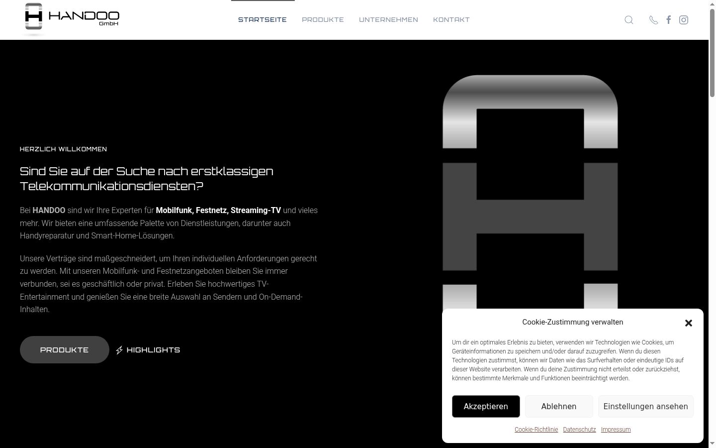Screenshot del banner di consenso mostrato prima di qualsiasi interazione