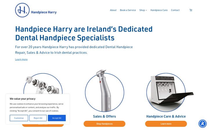 Screenshot of handpieceharry.ie