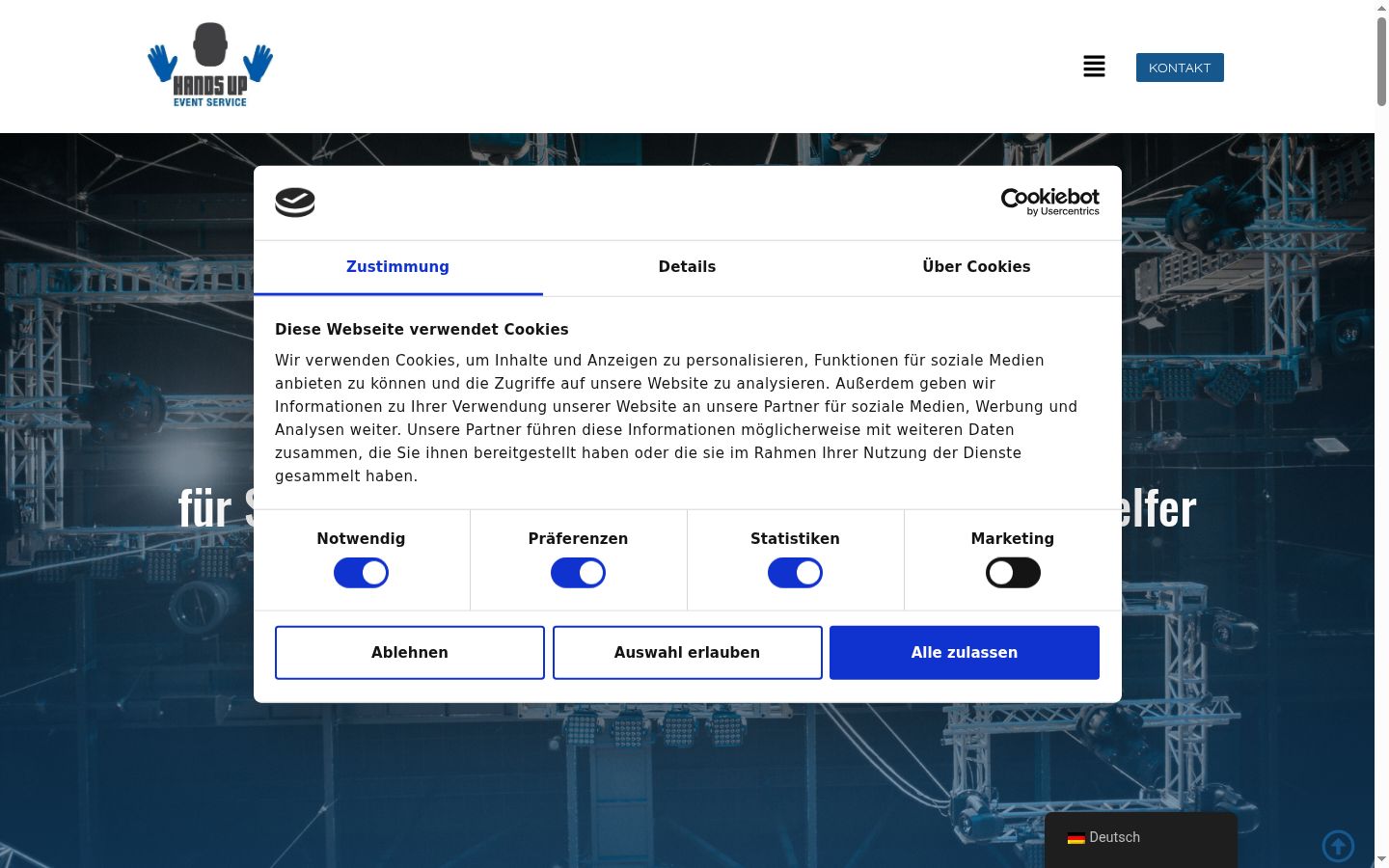 Sutikimo reklamjuostės, rodytos prieš bet kokią sąveiką, ekrano kopija