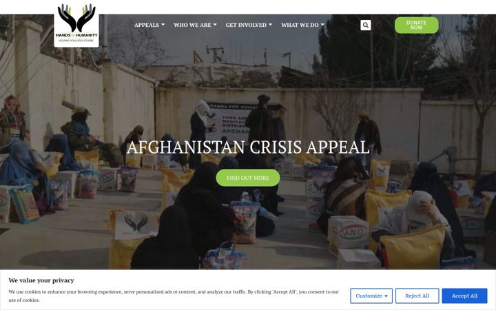 Screenshot of hands4humanity.co.uk