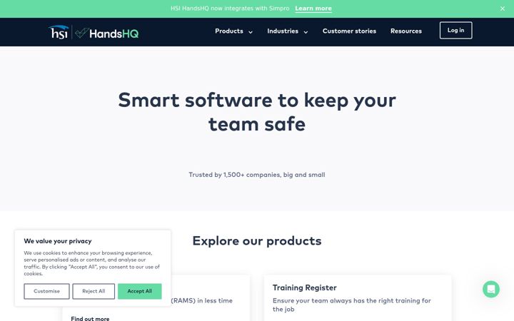 Screenshot of handshq.com