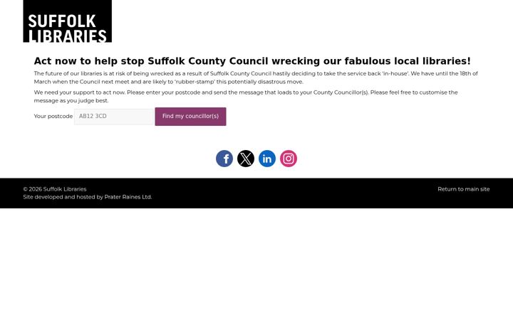 Screenshot of handsoffsuffolkslibraries.uk