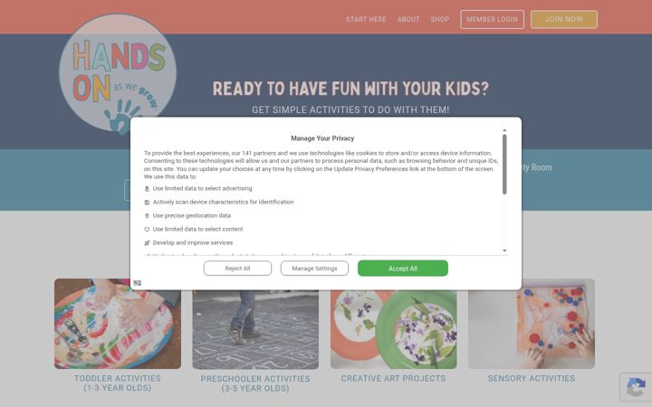 Screenshot of handsonaswegrow.com
