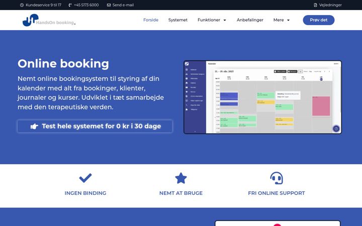 Screenshot of handsonbooking.dk
