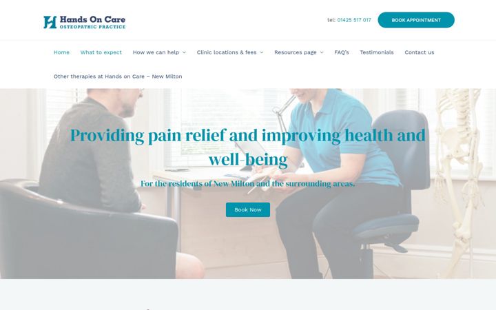 Screenshot of handsoncare-osteopathy.co.uk