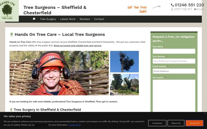 Screenshot of handsontreecare.com