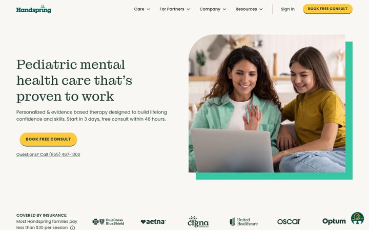 Screenshot of handspringhealth.com