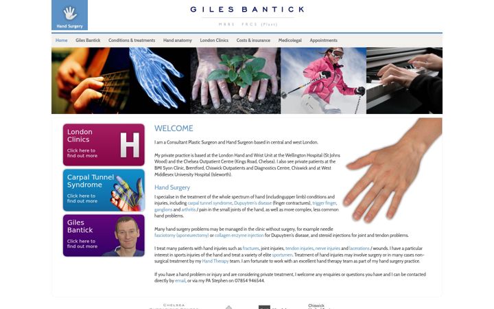 Screenshot of handsurgeonlondon.co.uk