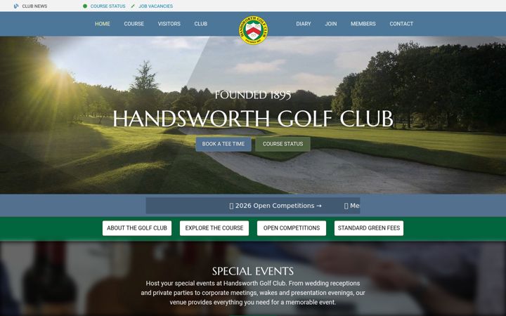 Screenshot of handsworthgc.co.uk