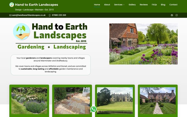 Screenshot of handtoearthlandscapes.co.uk