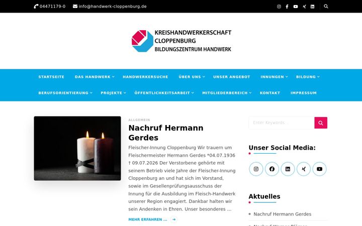 Screenshot of handwerk-cloppenburg.de