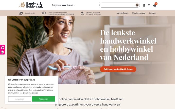 Screenshot of handwerk-hobbyzaak.nl