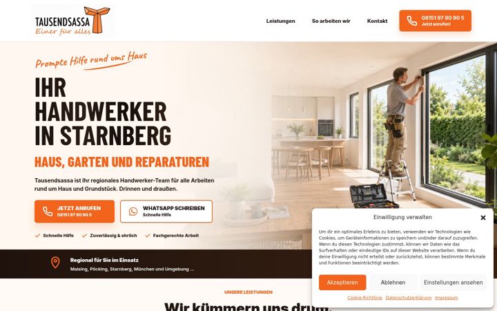 Screenshot of handwerk-tausendsassa.de