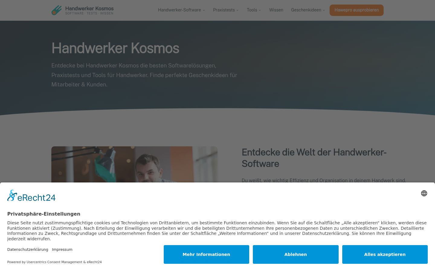 Screenshot tal-banner tal-kunsens muri qabel kwalunkwe interazzjoni