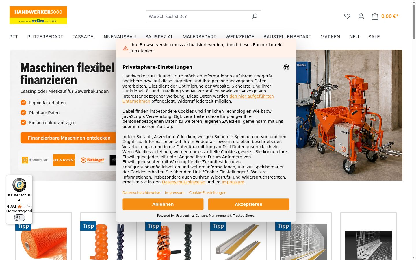 Screenshot tal-banner tal-kunsens muri qabel kwalunkwe interazzjoni