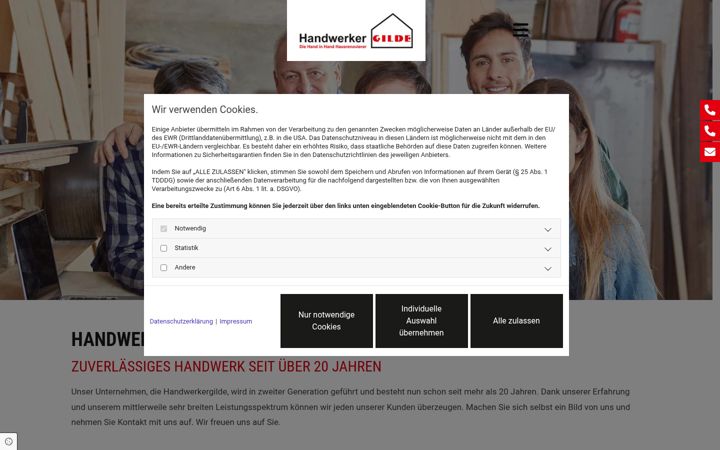 Screenshot of handwerkergilde-baden.de